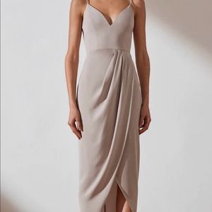 Shona Joy Tan Maxi Cocktail Dress Size: 10